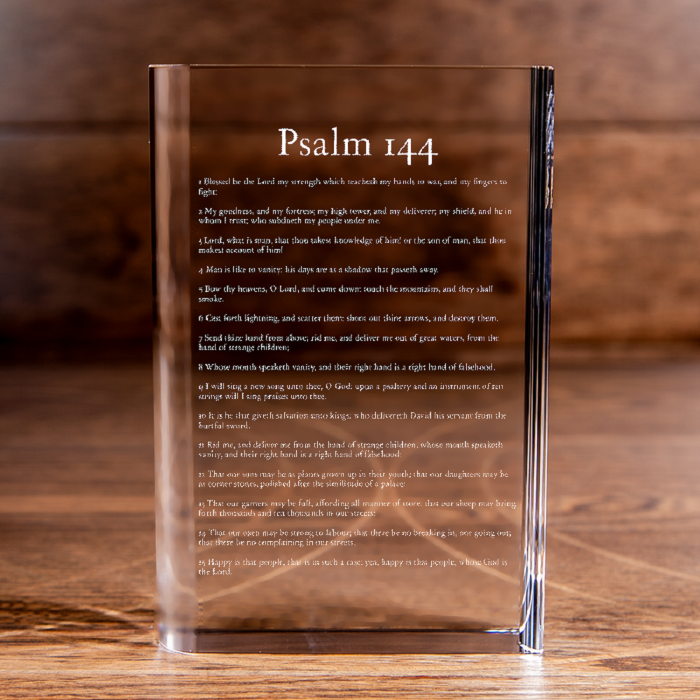 Psalm 144 Laser Engraved Crystal Book - Elegant Religious Gift for Devoted Believers Christian Gift-Express Your Love Gifts