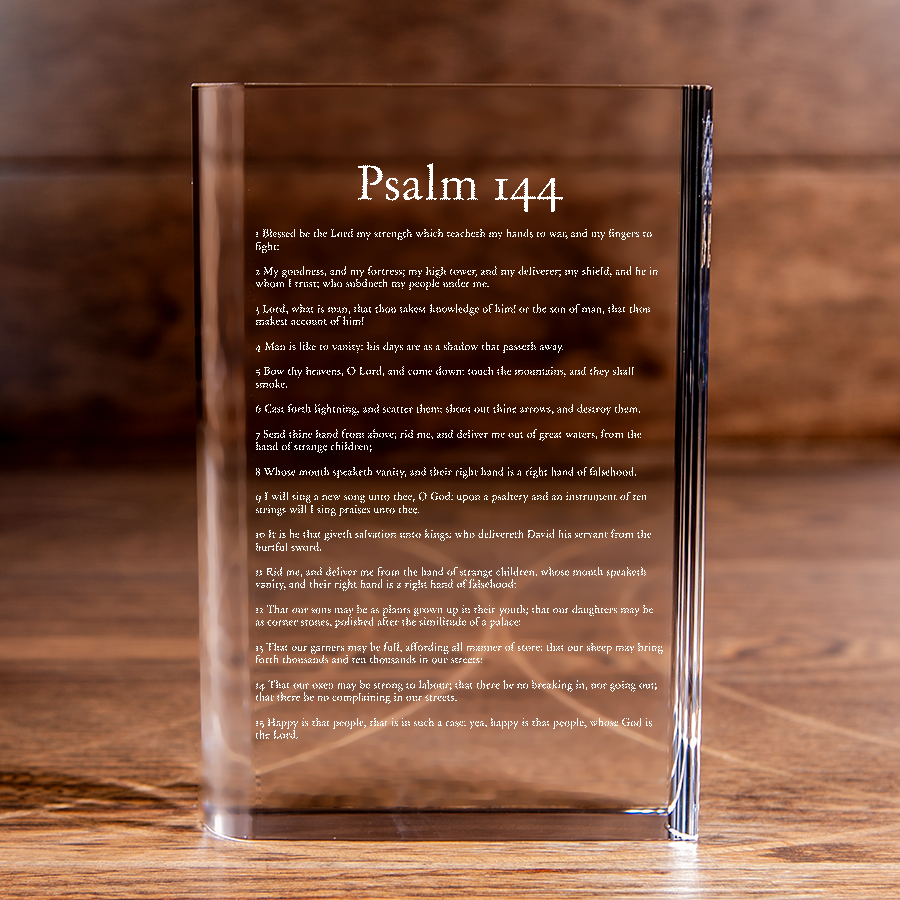 Psalm 144 Laser Engraved Crystal Book - Elegant Religious Gift for Devoted Believers Christian Gift-Express Your Love Gifts