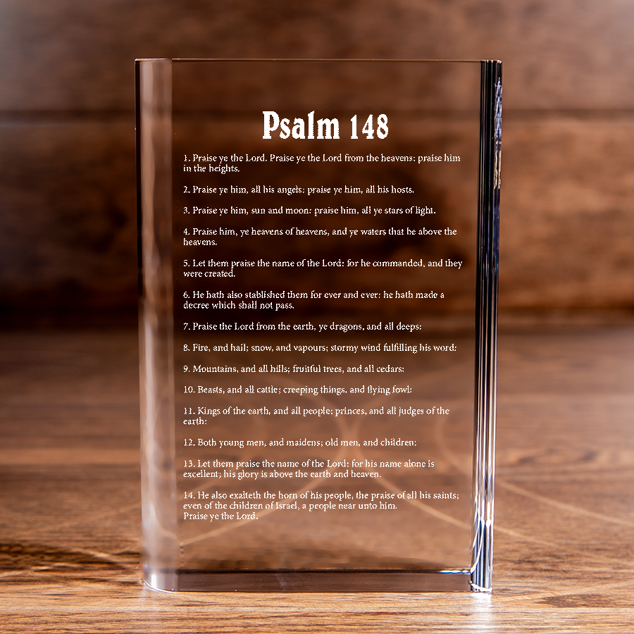 Psalm 148 Laser Engraved Crystal Book - Elegant Religious Gift for Devoted Believers Christian Gift-Express Your Love Gifts