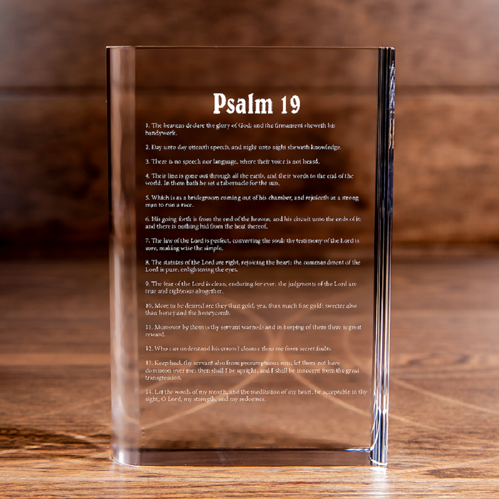 Psalm 19 Laser Engraved Crystal Book - Elegant Religious Gift for Devoted Believers Christian Gift-Express Your Love Gifts