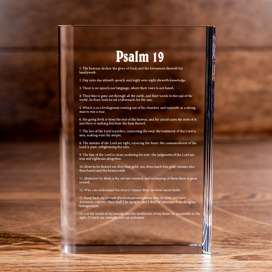 Psalm 19 Laser Engraved Crystal Book - Elegant Religious Gift for Devoted Believers Christian Gift-Express Your Love Gifts