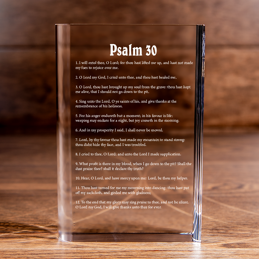 Psalm 30 Laser Engraved Crystal Book - Elegant Religious Gift for Devoted Believers Christian Gift-Express Your Love Gifts