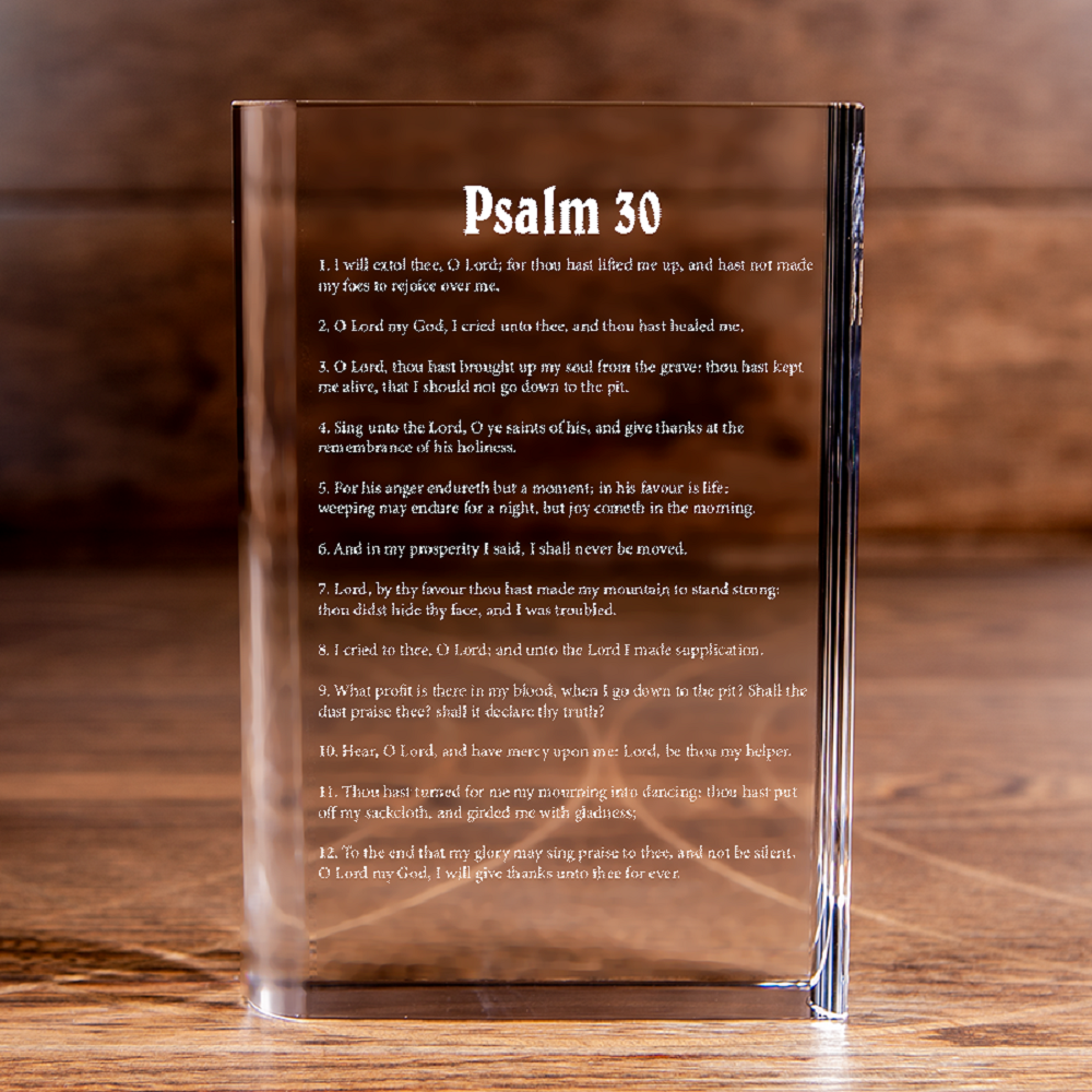 Psalm 30 Laser Engraved Crystal Book - Elegant Religious Gift for Devoted Believers Christian Gift-Express Your Love Gifts