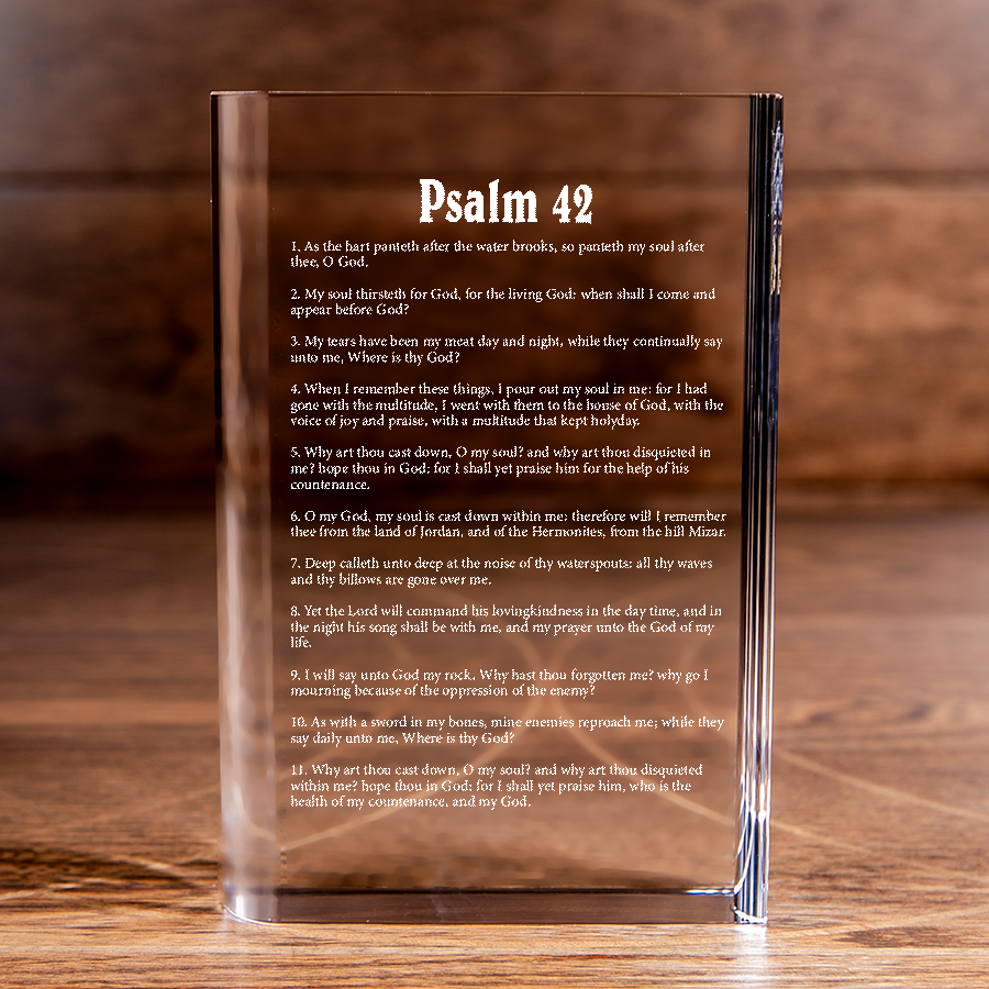 Psalm 42 Laser Engraved Crystal Book - Elegant Religious Gift for Devoted Believers Christian Gift-Express Your Love Gifts