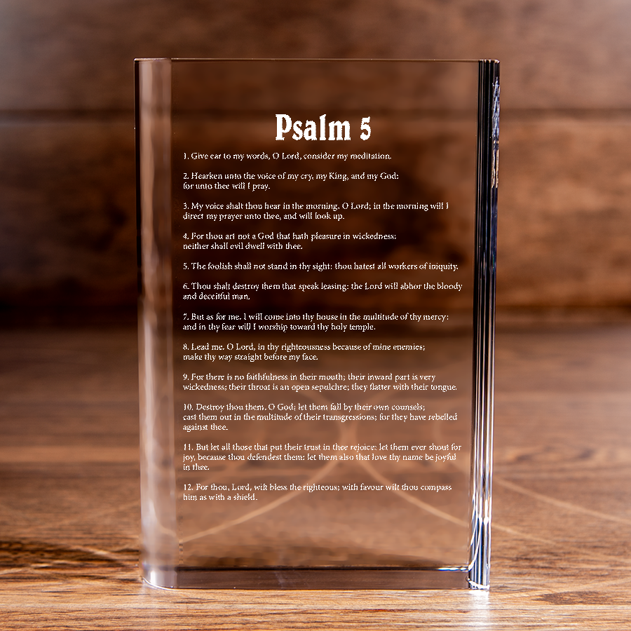 Psalm 5 Laser Engraved Crystal Book - Elegant Religious Gift for Devoted Believers Christian Gift-Express Your Love Gifts
