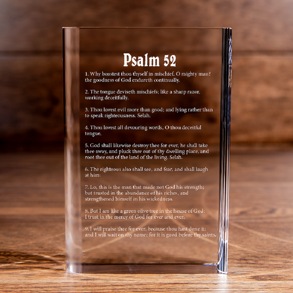 Psalm 52 Laser Engraved Crystal Book - Elegant Religious Gift for Devoted Believers Christian Gift-Express Your Love Gifts