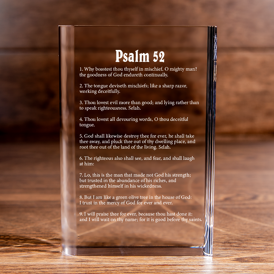 Psalm 52 Laser Engraved Crystal Book - Elegant Religious Gift for Devoted Believers Christian Gift-Express Your Love Gifts