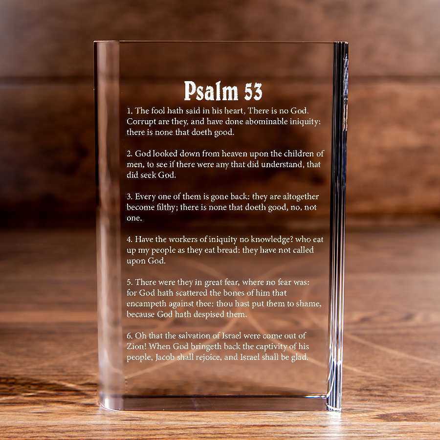 Psalm 53 Laser Engraved Crystal Book - Elegant Religious Gift for Devoted Believers Christian Gift-Express Your Love Gifts