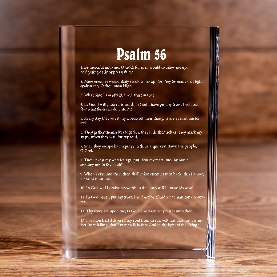 Psalm 56 Laser Engraved Crystal Book - Elegant Religious Gift for Devoted Believers Christian Gift-Express Your Love Gifts