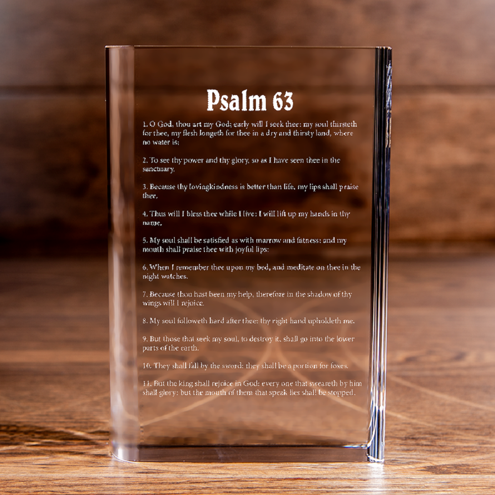 Psalm 63 Laser Engraved Crystal Book - Elegant Religious Gift for Devoted Believers Christian Gift-Express Your Love Gifts