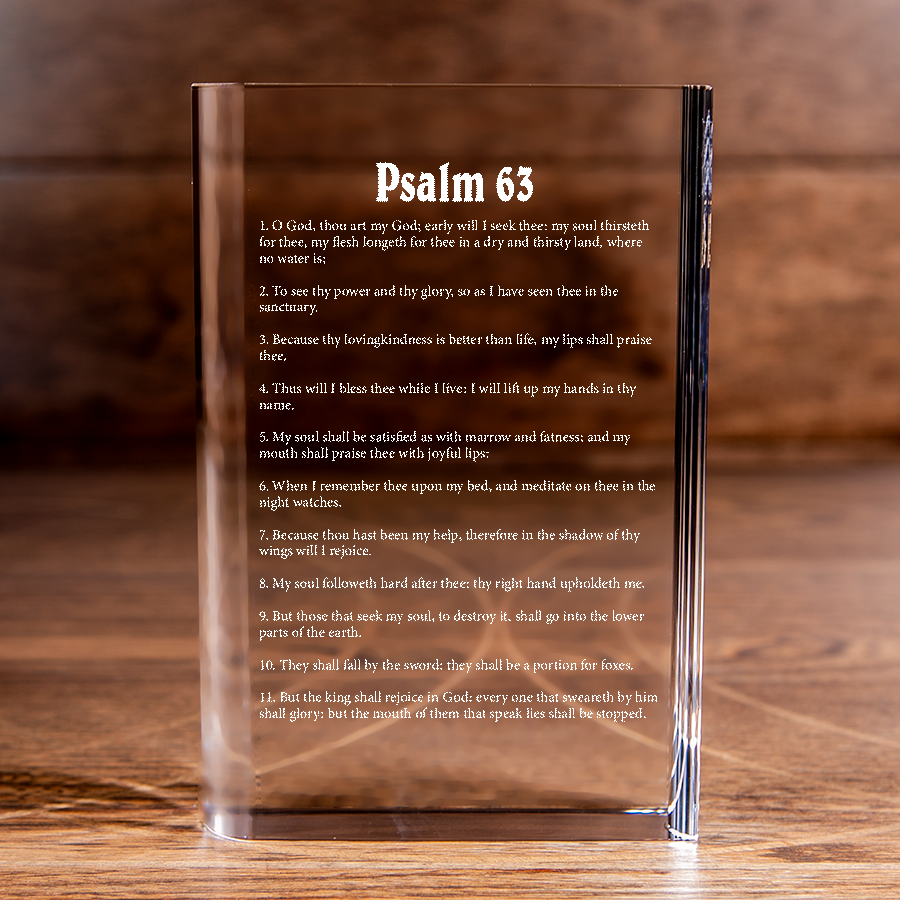 Psalm 63 Laser Engraved Crystal Book - Elegant Religious Gift for Devoted Believers Christian Gift-Express Your Love Gifts