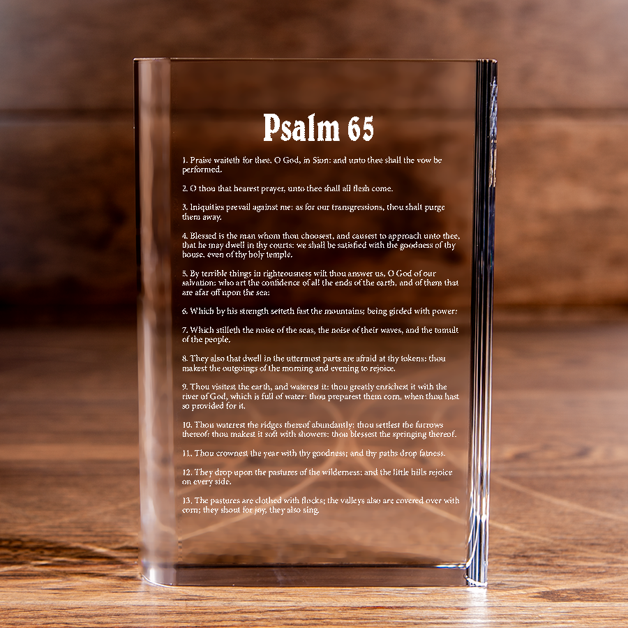 Psalm 65 Laser Engraved Crystal Book - Elegant Religious Gift for Devoted Believers Christian Gift-Express Your Love Gifts