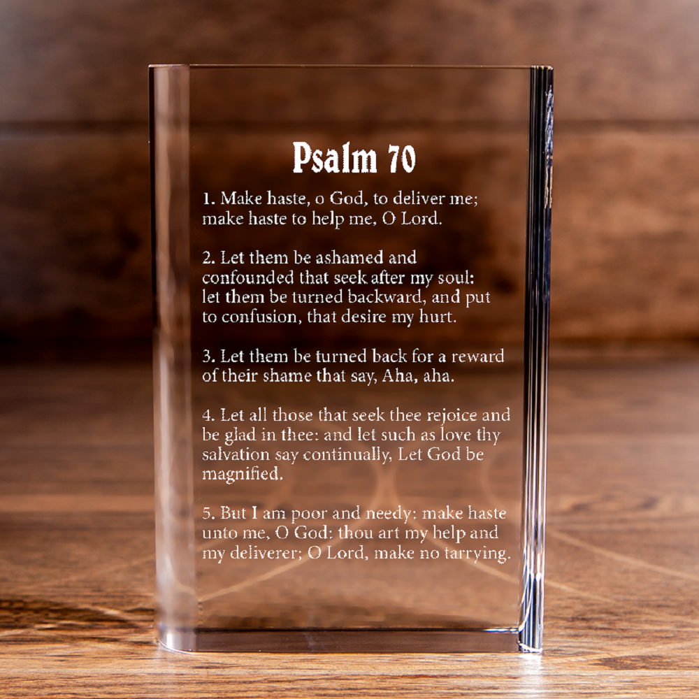Psalm 70 Laser Engraved Crystal Book - Elegant Religious Gift for Devoted Believers Christian Gift-Express Your Love Gifts