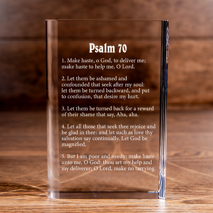 Psalm 70 Laser Engraved Crystal Book - Elegant Religious Gift for Devoted Believers Christian Gift-Express Your Love Gifts