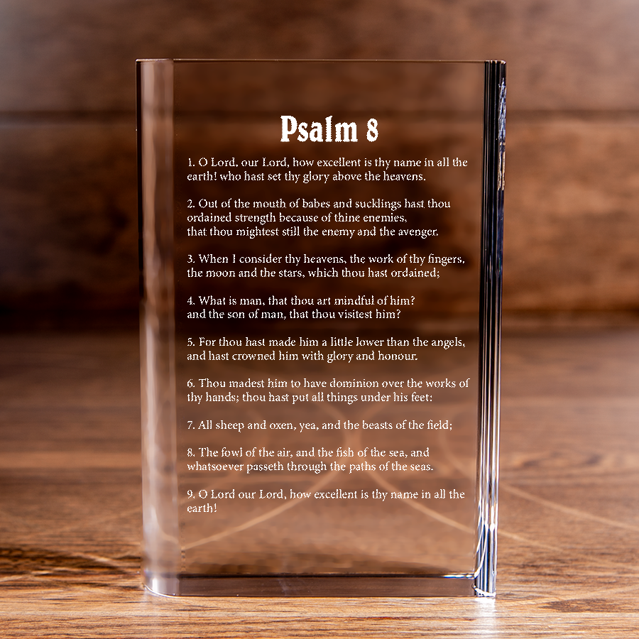 Psalm 8 Laser Engraved Crystal Book - Elegant Religious Gift for Devoted Believers Christian Gift-Express Your Love Gifts