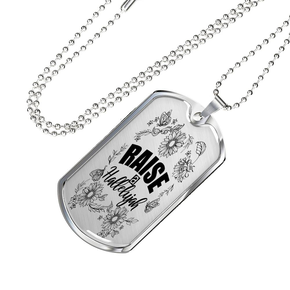Raise A Hallelujah Necklace Stainless Steel or 18k Gold Dog Tag 24" Chain-Express Your Love Gifts