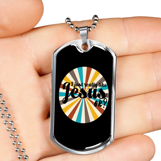 Really Like Jesus Christian Necklace Stainless Steel or 18k Gold Dog Tag 24" Chain-Express Your Love Gifts