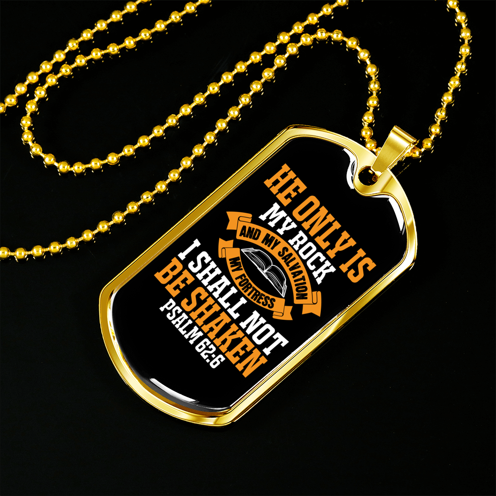 Rock And Fortress Christian Necklace Stainless Steel or 18k Gold Dog Tag 24" Chain-Express Your Love Gifts