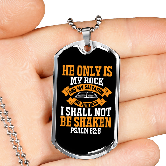 Rock And Fortress Christian Necklace Stainless Steel or 18k Gold Dog Tag 24" Chain-Express Your Love Gifts