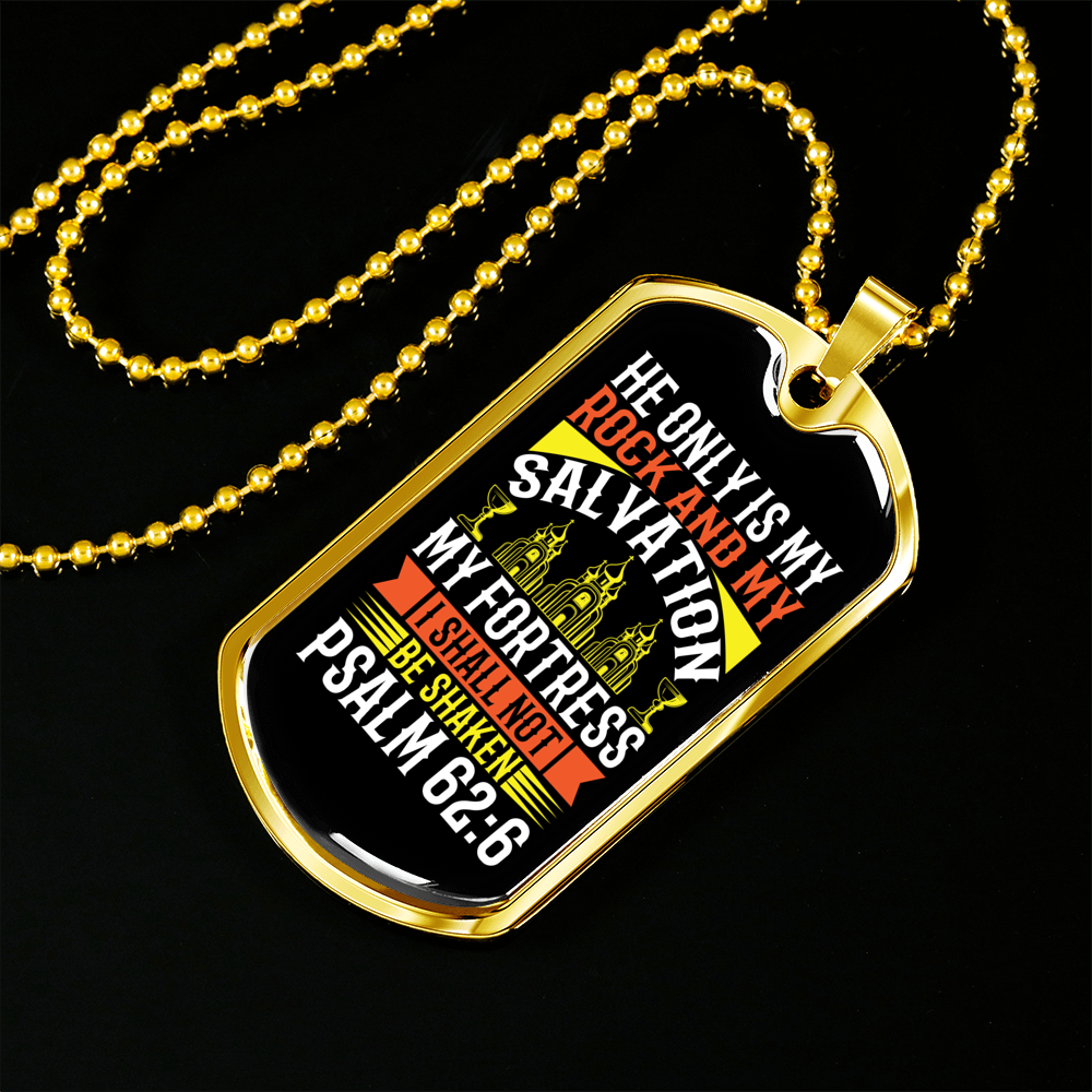 Rock And My Salvation Christian Necklace Stainless Steel or 18k Gold Dog Tag 24" Chain-Express Your Love Gifts