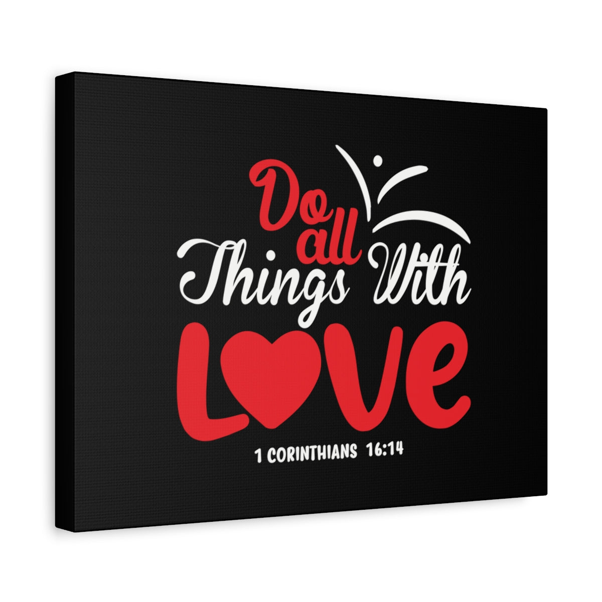 Scripture Canvas All Things With Love Red 1 Corinthians 16:14 Christian Wall Art Bible Verse Print Ready to Hang