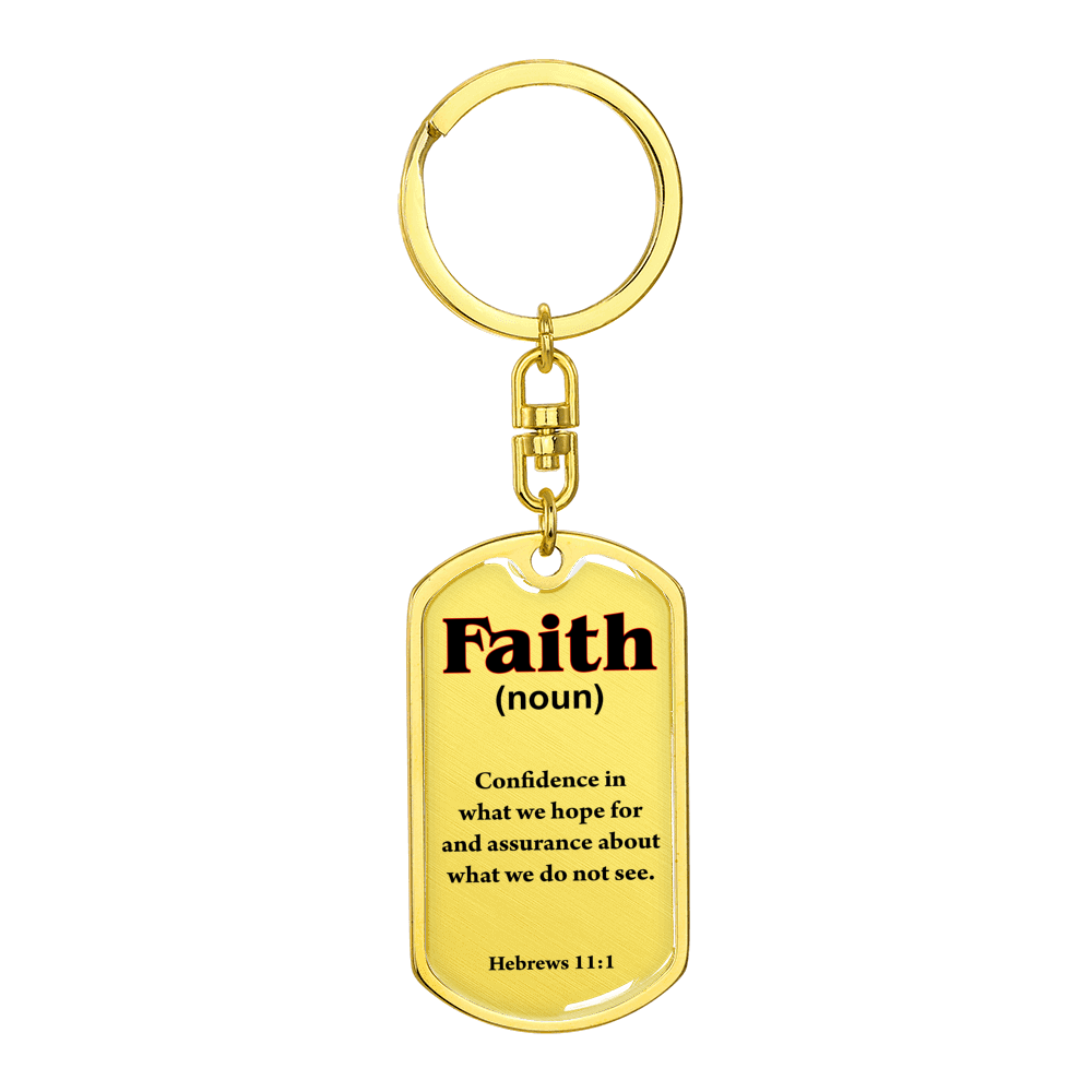 Scripture Necklace Faith Defined Hebrews Swivel Keychain Dog Tag Stainless Steel or 18k Gold