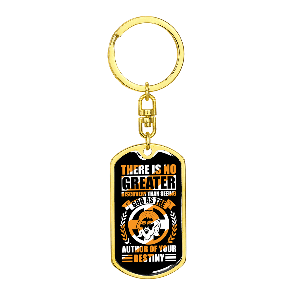 Seeing God As Author Stainless Steel or 18k Gold Premium Swivel Dog Tag Keychain