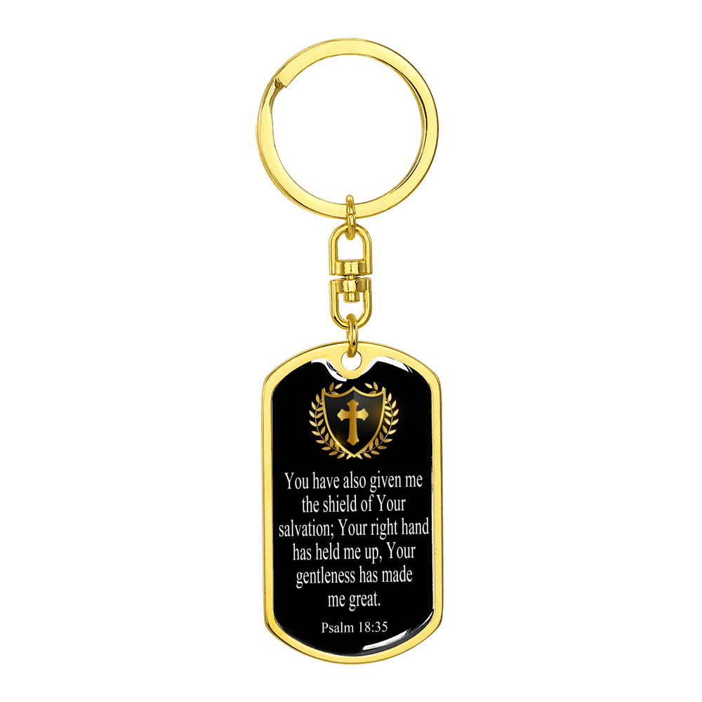 Shield Of Salvation Swivel Keychain Dog Tag Stainless Steel or 18k Gold