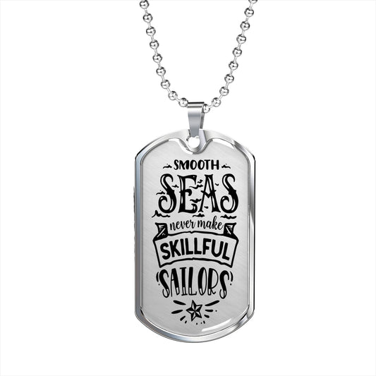 Skillfull Sailors Necklace Stainless Steel or 18k Gold Dog Tag 24" Chain-Express Your Love Gifts