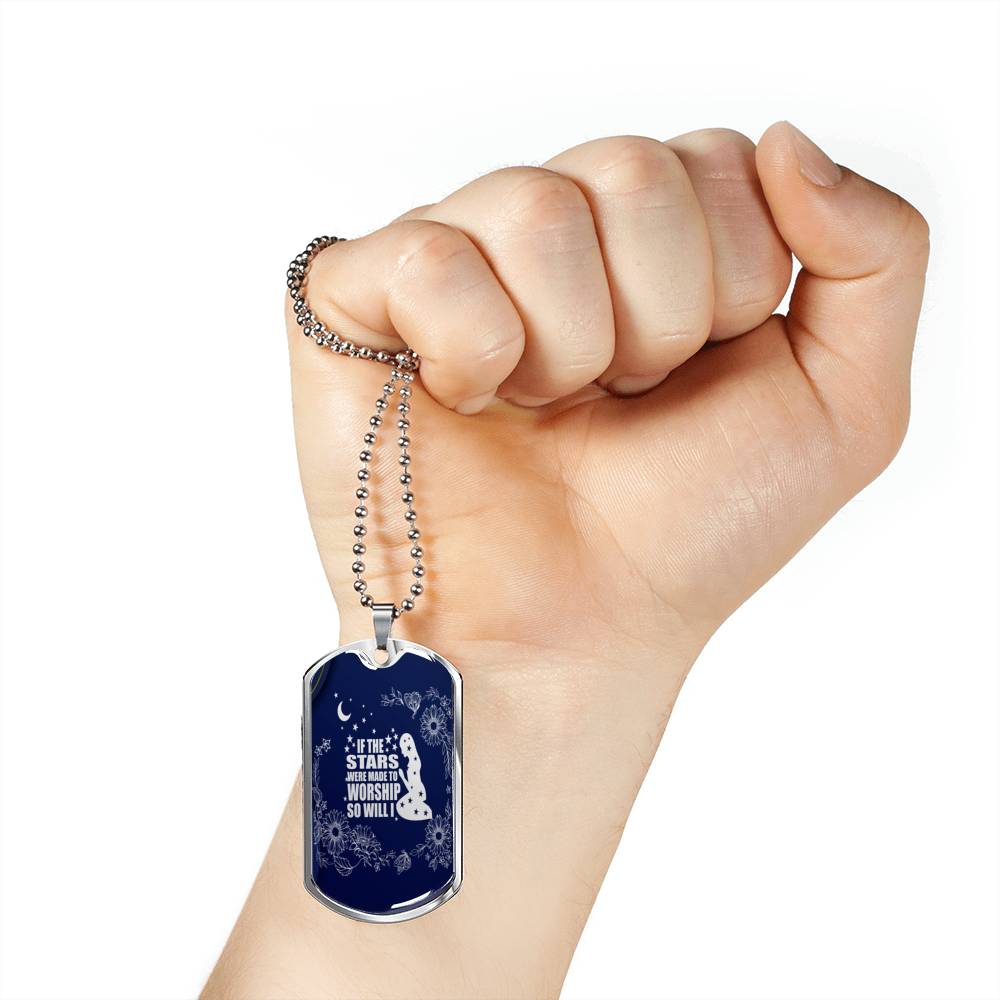 So Will I Necklace Psalm 148 Stainless Steel or 18k Gold Dog Tag 24" Chain-Express Your Love Gifts