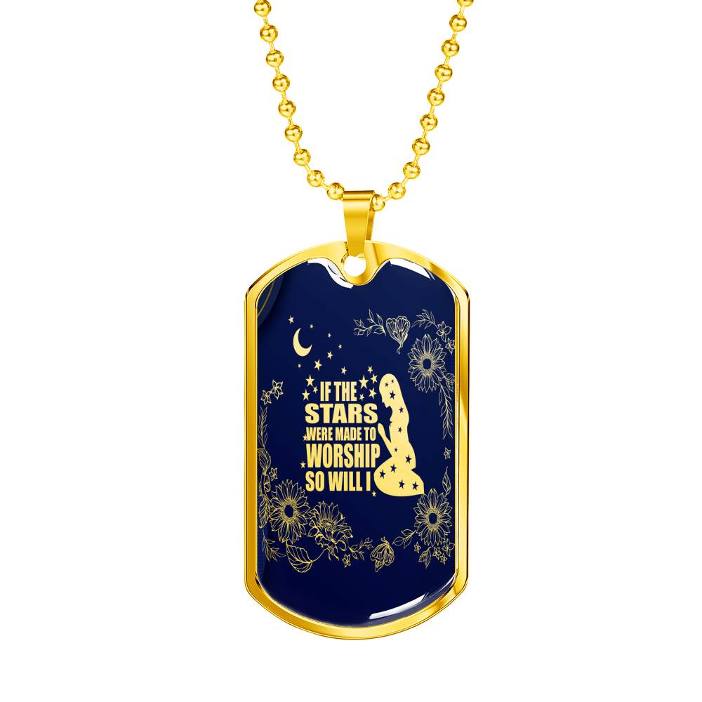 So Will I Necklace Stainless Steel or 18k Gold Dog Tag 24" Chain