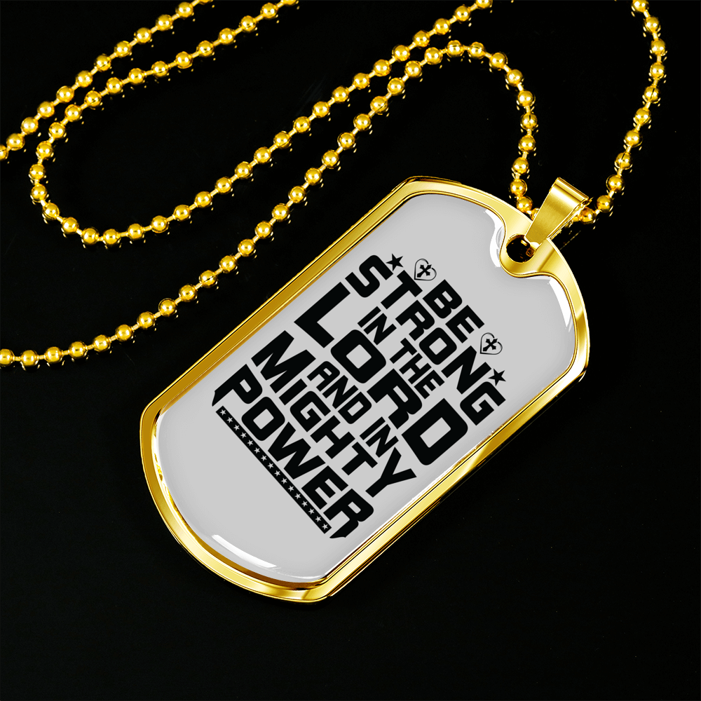 Strong In Lord Christian Necklace Stainless Steel or 18k Gold Dog Tag 24" Chain-Express Your Love Gifts