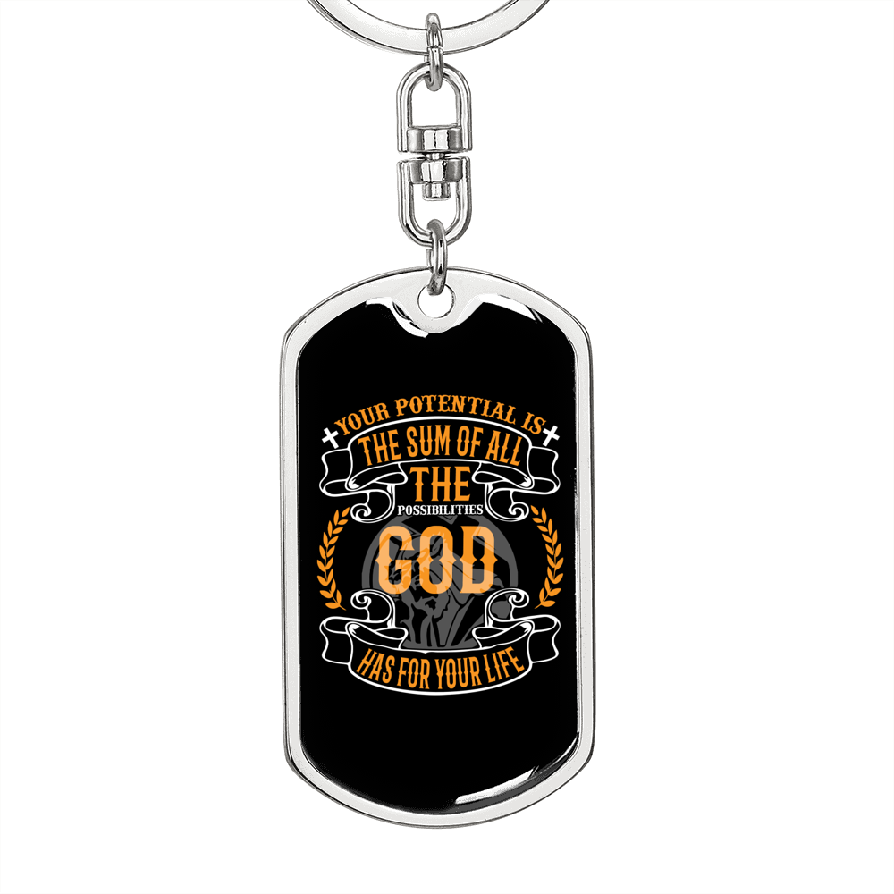 Sum Of All Possibilities Keychain Stainless Steel or 18k Gold Dog Tag Keyring-Express Your Love Gifts