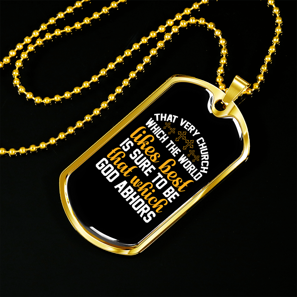 That Very Church The World Christian Necklace Stainless Steel or 18k Gold Dog Tag 24" Chain-Express Your Love Gifts