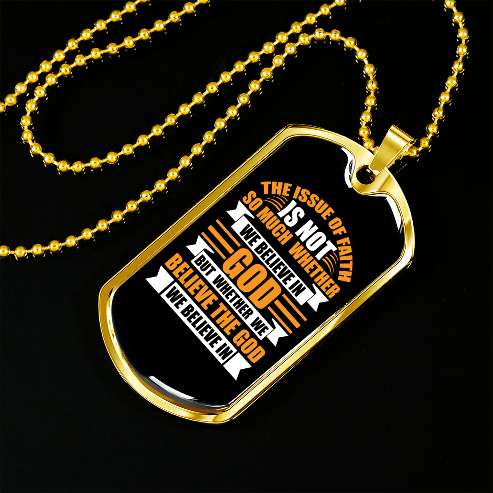 The God We Believe Christian Necklace Stainless Steel or 18k Gold Dog Tag 24" Chain-Express Your Love Gifts