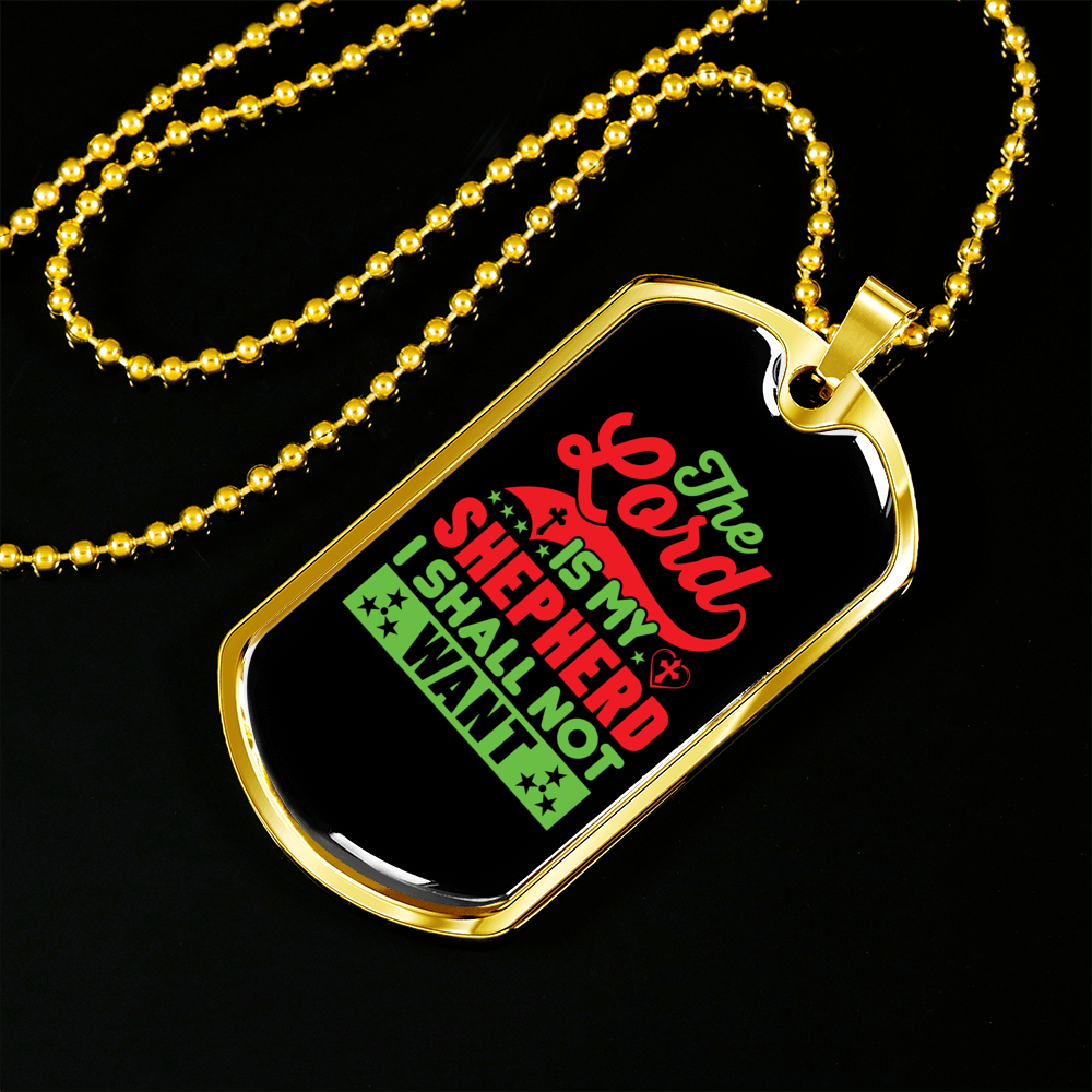 The Lord Is My Shepherd Christian Necklace Stainless Steel or 18k Gold Dog Tag 24" Chain-Express Your Love Gifts