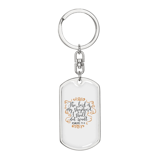The Lord My Shepherd Psalm 23:1 Keychain Stainless Steel or 18k Gold Dog Tag Keyring-Express Your Love Gifts