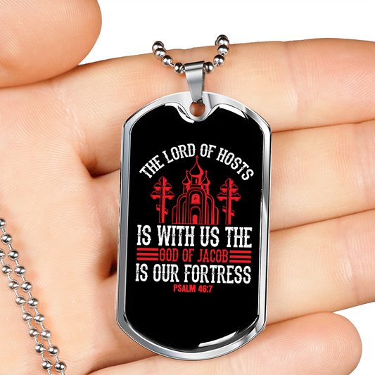 The Lord Of Host Christian Necklace Stainless Steel or 18k Gold Dog Tag 24" Chain-Express Your Love Gifts