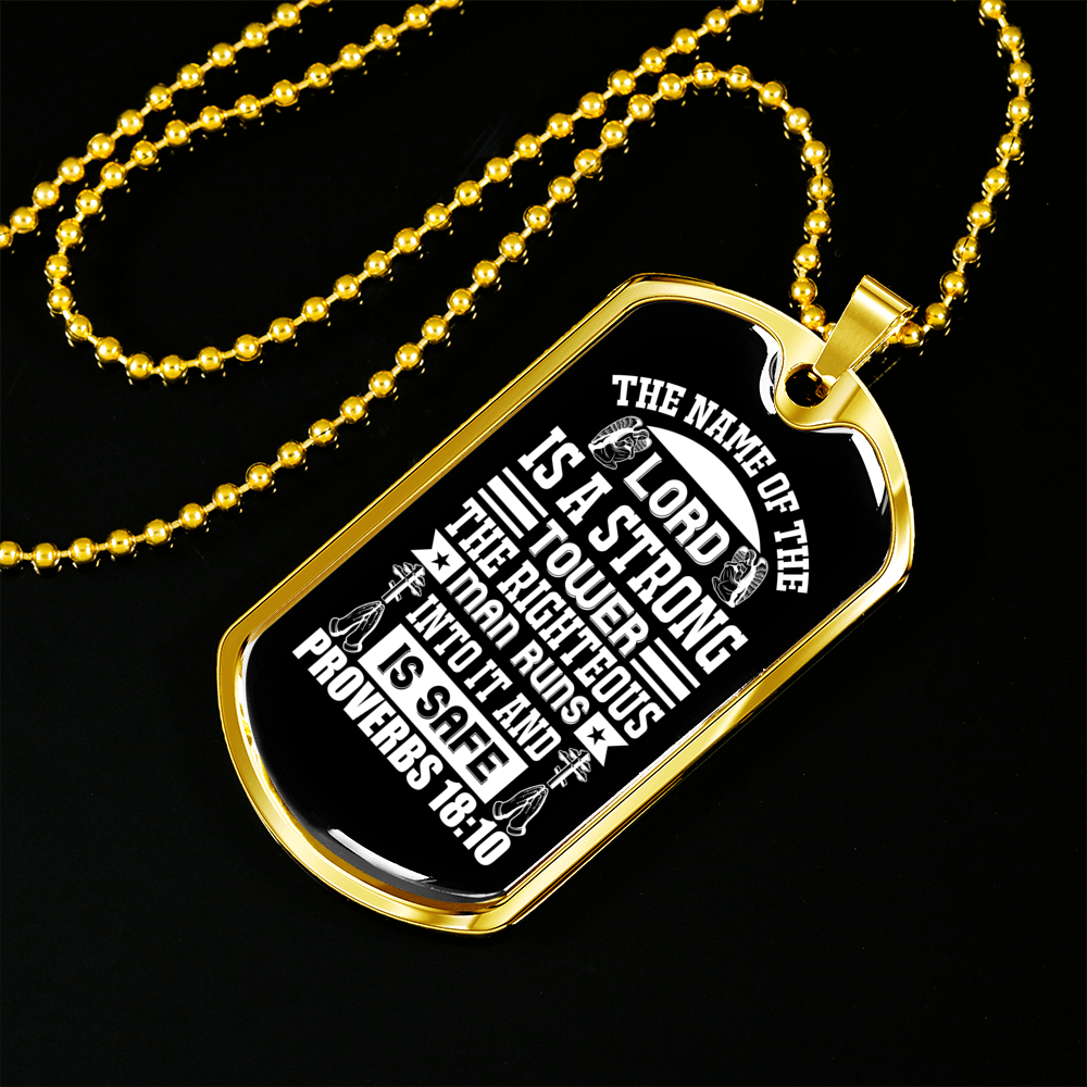 The Name Of The Lord Christian Necklace Stainless Steel or 18k Gold Dog Tag 24" Chain-Express Your Love Gifts
