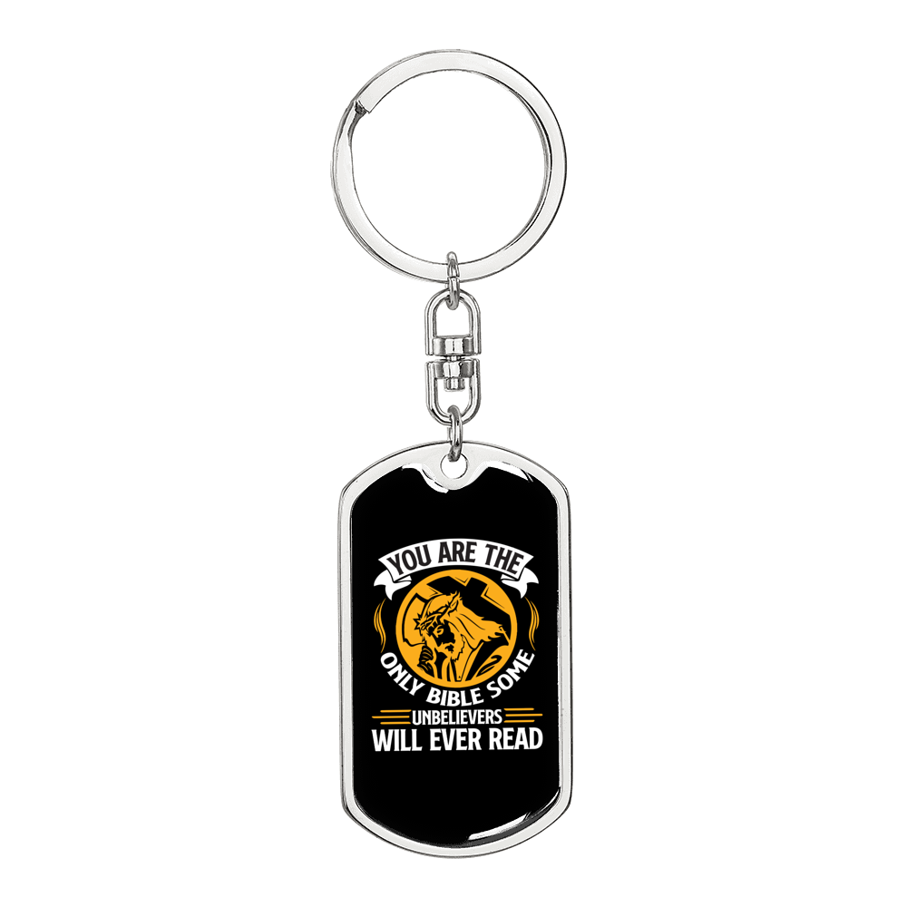 The Only Bible Keychain Stainless Steel or 18k Gold Dog Tag Keyring-Express Your Love Gifts
