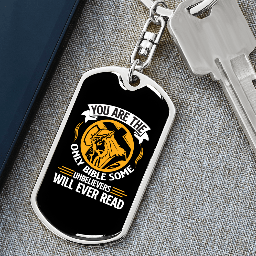 The Only Bible Keychain Stainless Steel or 18k Gold Dog Tag Keyring-Express Your Love Gifts
