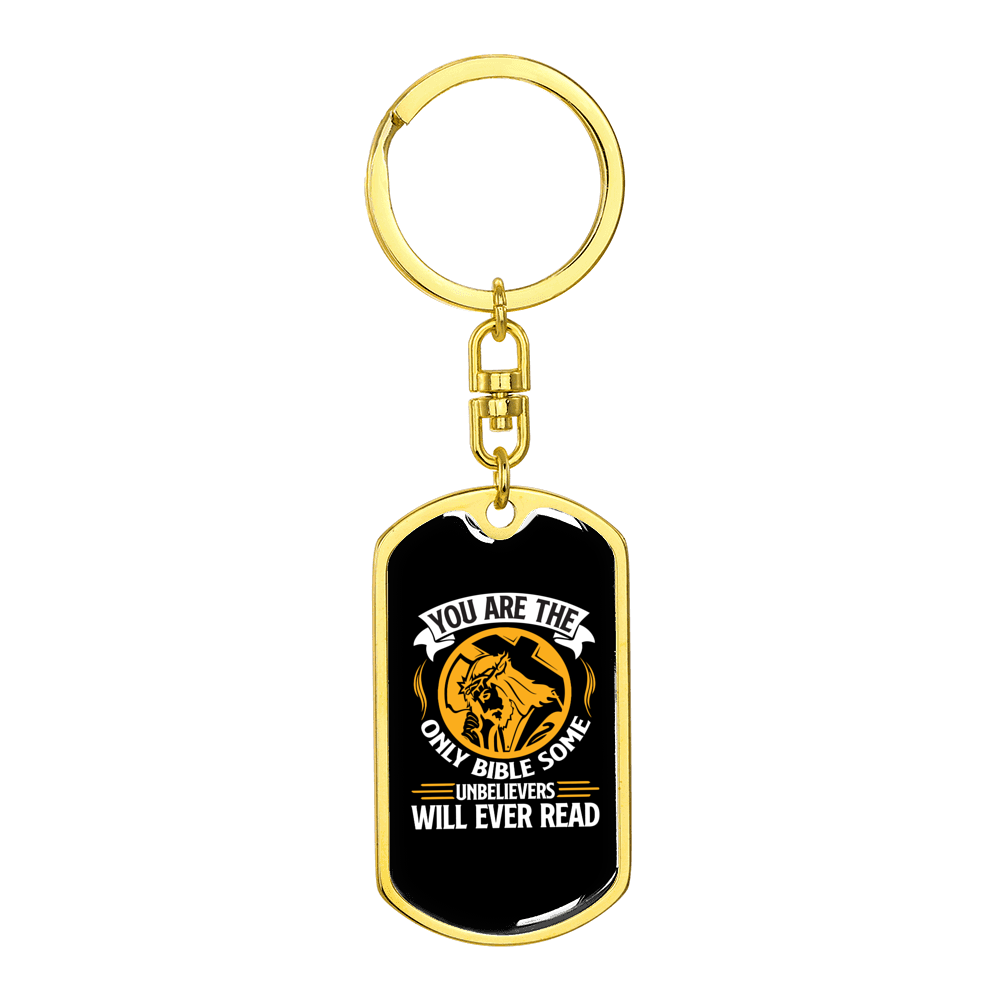 The Only Bible Stainless Steel or 18k Gold Premium Swivel Dog Tag Keychain