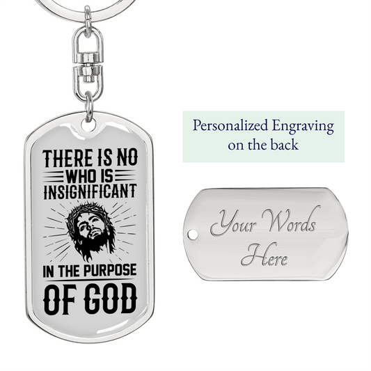 The Purpose Of God Keychain Stainless Steel or 18k Gold Dog Tag Keyring-Express Your Love Gifts