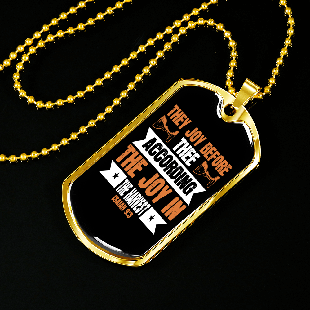 They Joy Before Thee Christian Necklace Stainless Steel or 18k Gold Dog Tag 24" Chain-Express Your Love Gifts