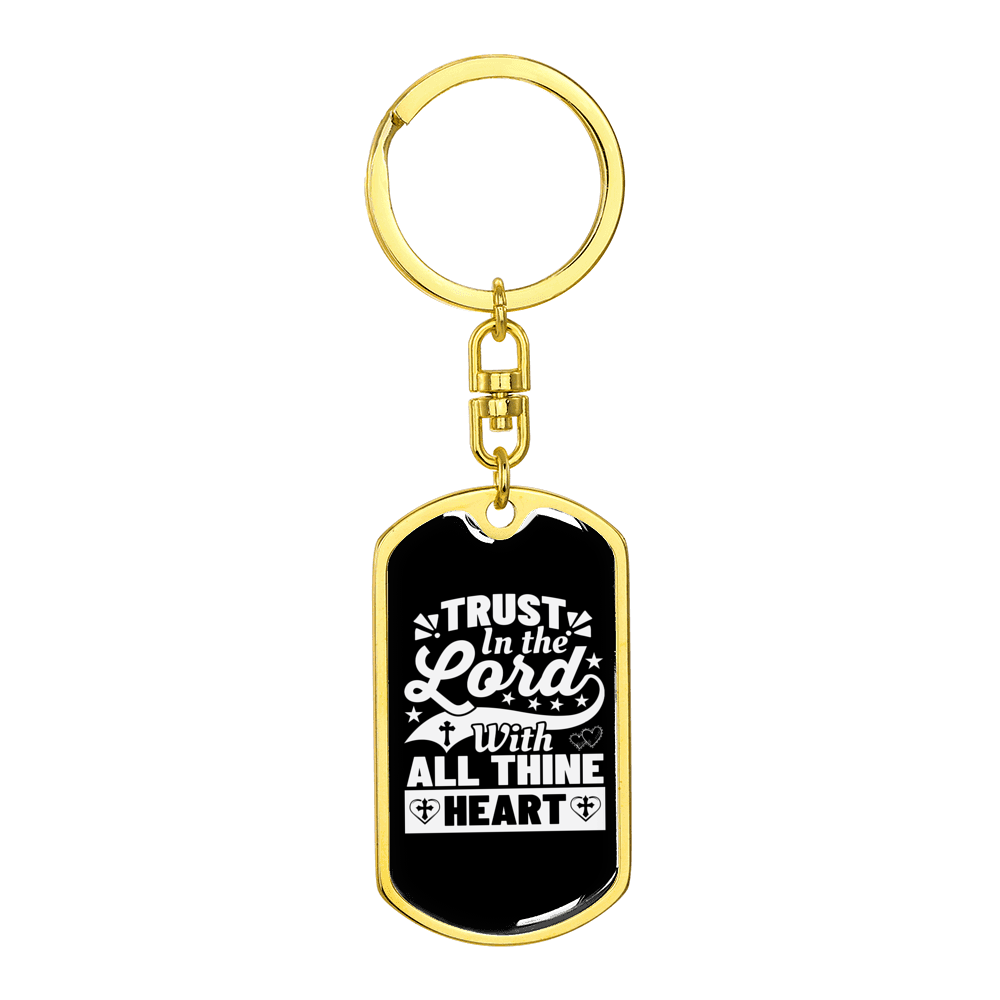 Thine Heart Stainless Steel or 18k Gold Premium Swivel Dog Tag Keychain