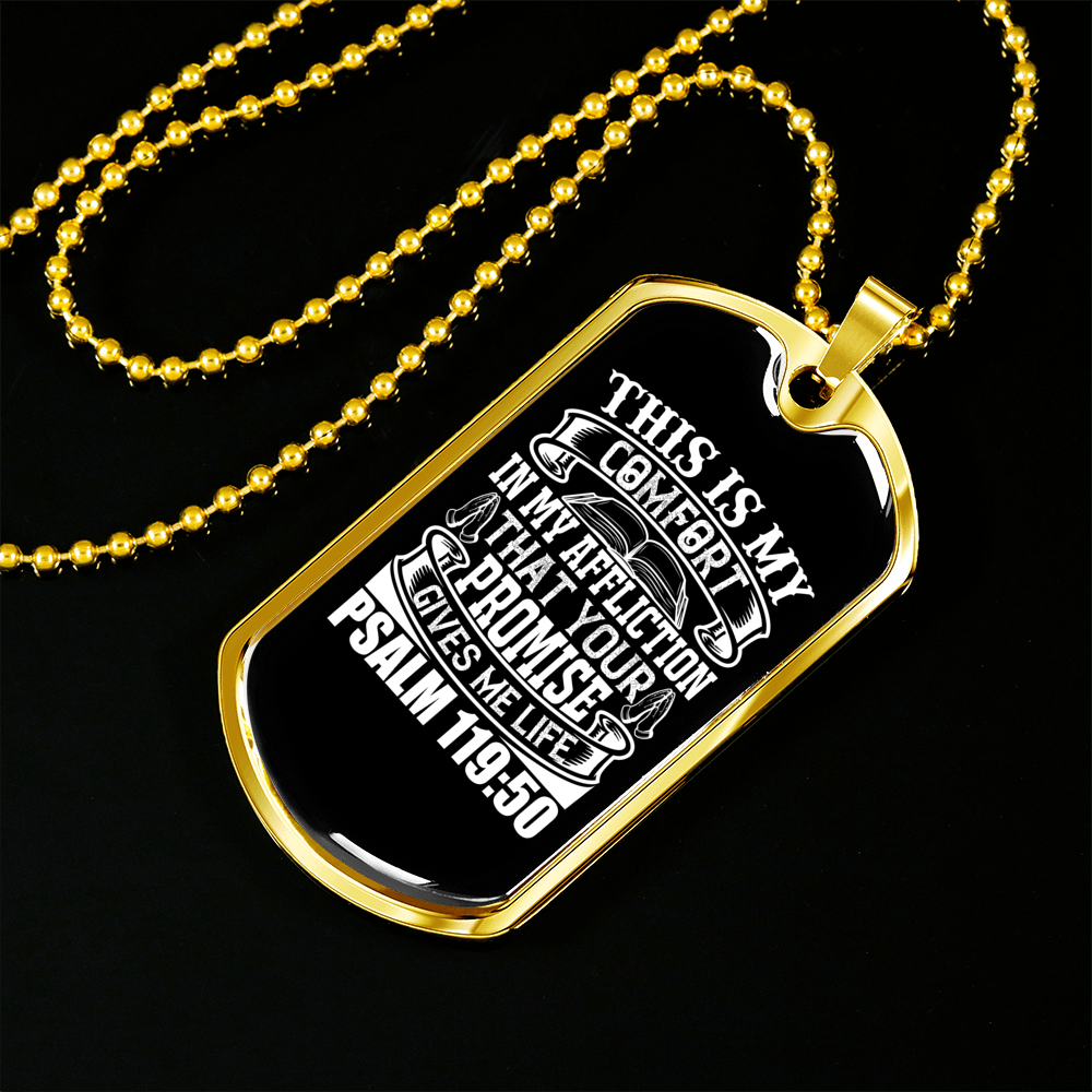 This Is My Comfort Christian Necklace Stainless Steel or 18k Gold Dog Tag 24" Chain-Express Your Love Gifts