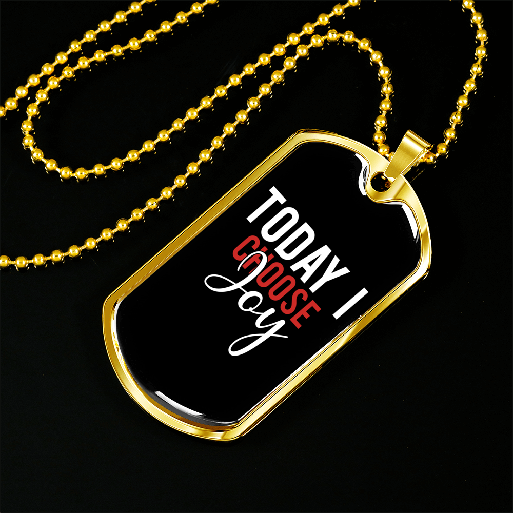 Today I Choose Joy Christian Necklace Stainless Steel or 18k Gold Dog Tag 24" Chain-Express Your Love Gifts