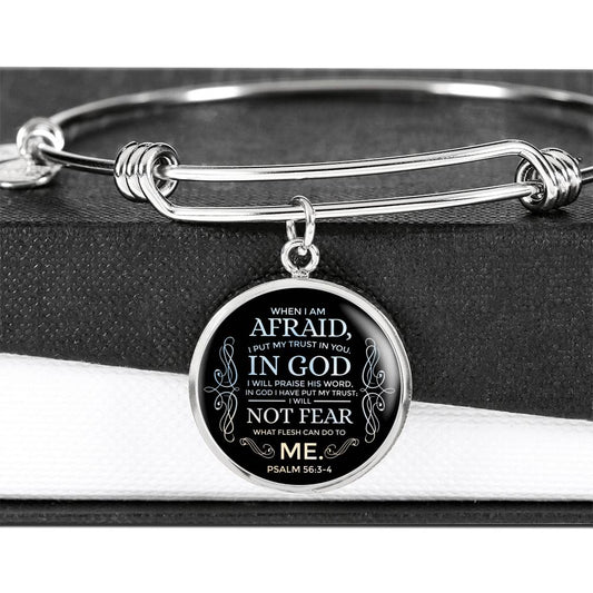 Trust In God Stainless Steel or 18k Gold Circle Bangle Bracelet - Express Your Love Gifts