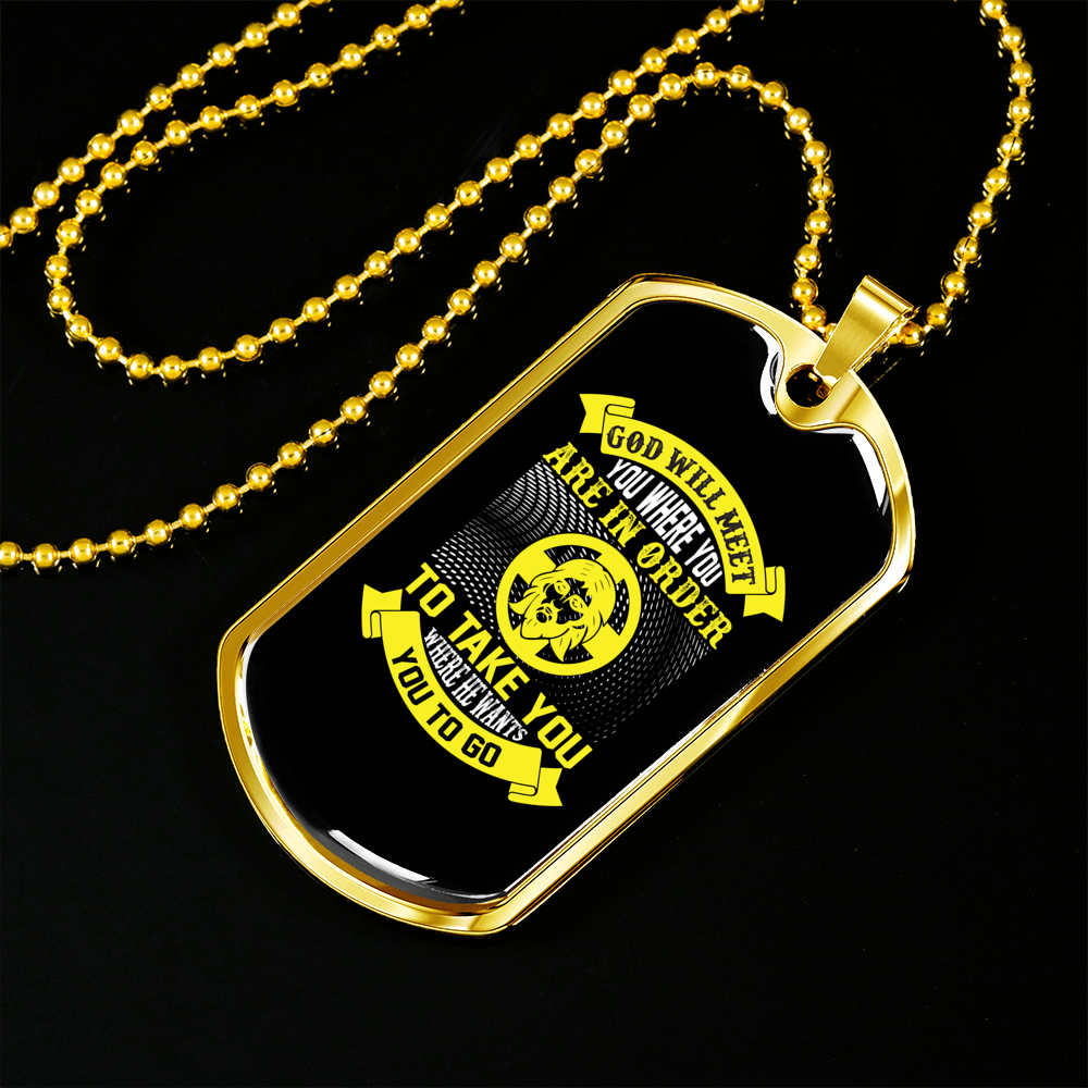 Wants You To Go Necklace Stainless Steel or 18k Gold Dog Tag 24" Chain-Express Your Love Gifts