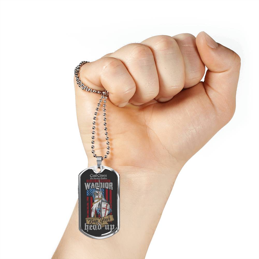 Warrior For God Ephesians Necklace Stainless Steel or 18k Gold Dog Tag W 24"-Express Your Love Gifts